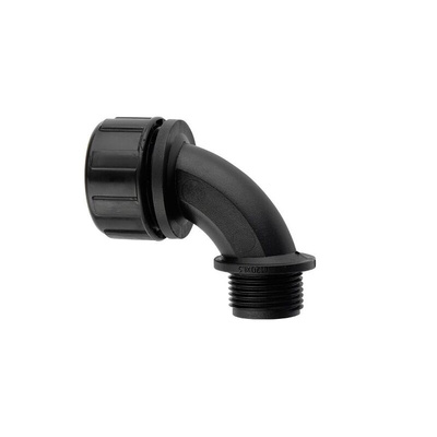 Flexicon 90° Bend, Conduit Fitting, 32mm Nominal Size, M32mm, Nylon, Black