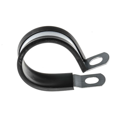RS PRO Black Plated Steel P Clamp, 40mm Max. Bundle