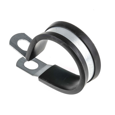 RS PRO Black Plated Steel P Clamp, 40mm Max. Bundle