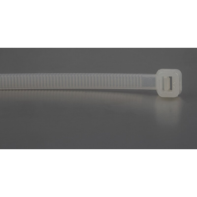 RS PRO Cable Tie, 300mm x 4.8 mm, Natural Nylon, Pk-100