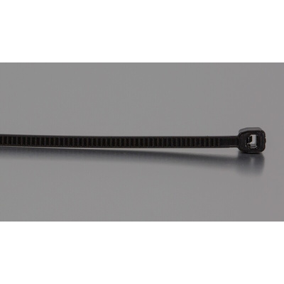 RS PRO Cable Tie, Sub Miniature, 71mm x 1.6 mm, Black Nylon, Pk-100
