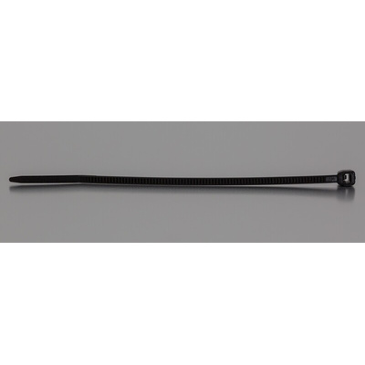 RS PRO Cable Tie, Sub Miniature, 71mm x 1.6 mm, Black Nylon, Pk-100
