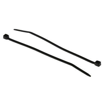 RS PRO Cable Tie, Sub Miniature, 71mm x 1.6 mm, Black Nylon, Pk-100