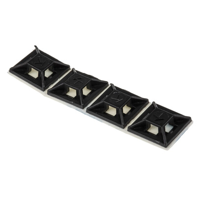 RS PRO Self Adhesive Black Cable Tie Mount 12.5 mm x 12.5mm, 3.2mm Max. Cable Tie Width
