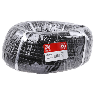 RS PRO Flexible, Split Conduit, 16mm Nominal Diameter, Plastic, Black