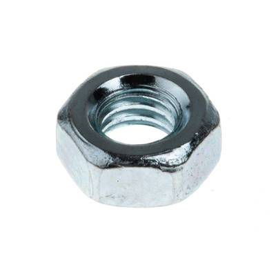 RS PRO Steel Hex Nut, Bright Zinc Plated, M4