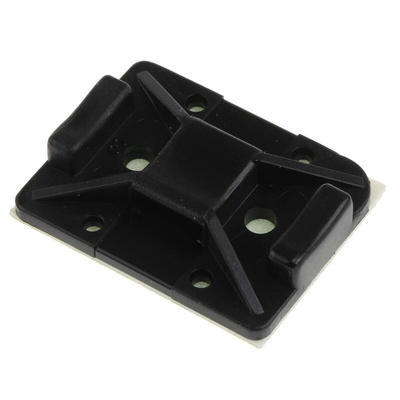 HellermannTyton Self Adhesive Black Cable Tie Mount 25 mm x 32mm, 8mm Max. Cable Tie Width