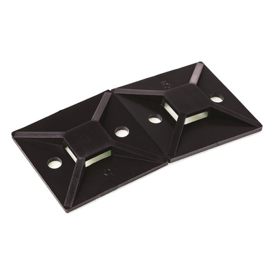 HellermannTyton Self Adhesive Black Cable Tie Mount 38 mm x 38mm, 10mm Max. Cable Tie Width