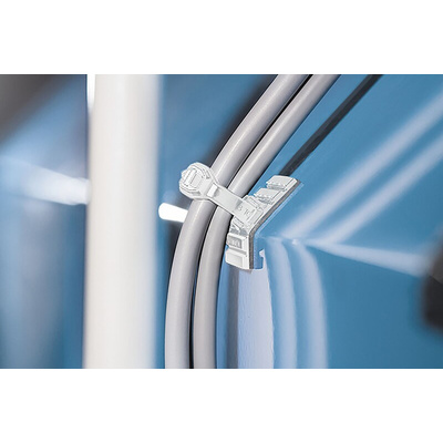 HellermannTyton Self Adhesive White Cable Tie Mount 28 mm x 28mm, 5.4mm Max. Cable Tie Width