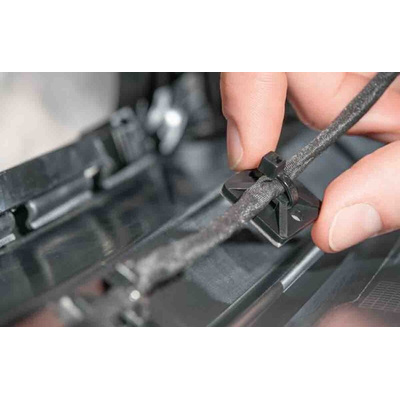 HellermannTyton Self Adhesive Black Cable Tie Mount 19 mm x 19mm, 4.4mm Max. Cable Tie Width