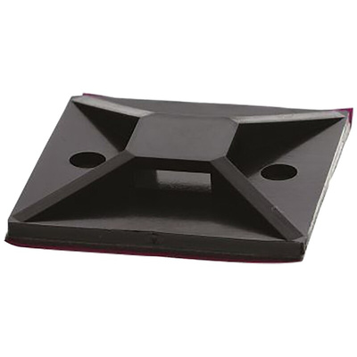 HellermannTyton Self Adhesive Black Cable Tie Mount 38 mm x 38mm, 10mm Max. Cable Tie Width