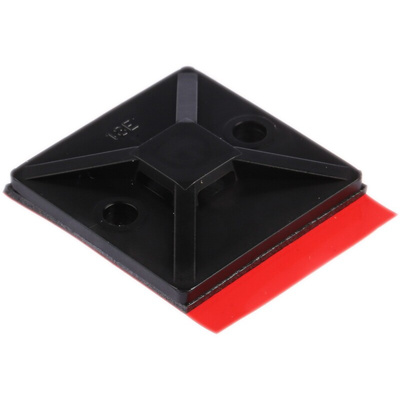 HellermannTyton Self Adhesive Black Cable Tie Mount 28 mm x 28mm, 5.6mm Max. Cable Tie Width