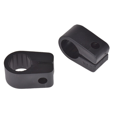RS PRO Black PE Cable Clip, 17.8mm Max. Bundle
