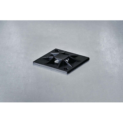 HellermannTyton Self Adhesive Black Cable Tie Mount 30 mm x 30mm, 5.1mm Max. Cable Tie Width