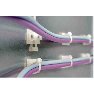 HellermannTyton Self Adhesive Natural Cable Tie Mount 14 mm x 20mm, 4mm Max. Cable Tie Width