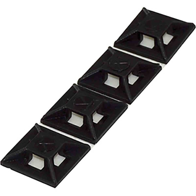 RS PRO Self Adhesive Black Cable Tie Mount 12.5 mm x 12.5mm, 3.2mm Max. Cable Tie Width