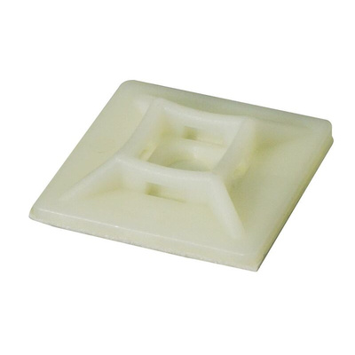 RS PRO Self Adhesive Natural Cable Tie Mount 28 mm x 28mm, 5.3mm Max. Cable Tie Width