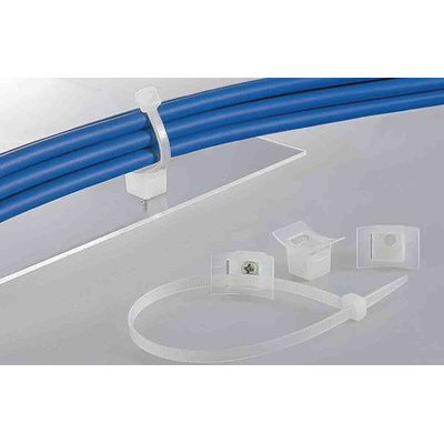 HellermannTyton Self Adhesive Natural Cable Tie Mount 17 mm x 25mm, 8mm Max. Cable Tie Width