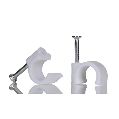 RS PRO White Polyethylene, Steel Clip, 10mm Max. Bundle