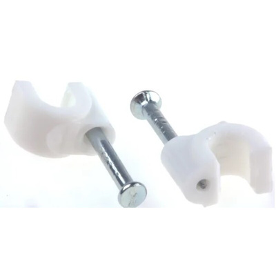 RS PRO White PE Round Cable Clip, 5mm Max. Bundle