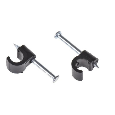 RS PRO Black PE Round Cable Clip, 8mm Max. Bundle
