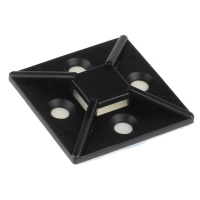 RS PRO Self Adhesive Black Cable Tie Mount 38 mm x 38mm, 10.2mm Max. Cable Tie Width