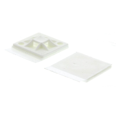 HellermannTyton Self Adhesive Natural Cable Tie Mount 20 mm x 20mm, 4mm Max. Cable Tie Width