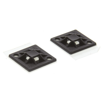 HellermannTyton Self Adhesive Black Cable Tie Mount 20 mm x 20mm, 4mm Max. Cable Tie Width