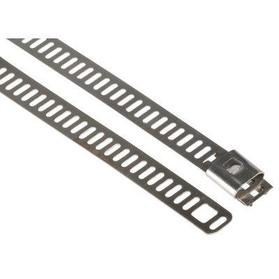 RS PRO Cable Tie, Ladder, 225mm x 7 mm, Metallic 316 Stainless Steel, Pk-100