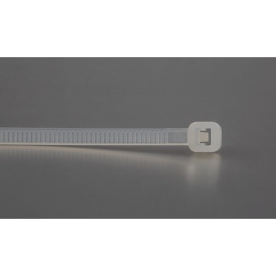 RS PRO Cable Tie, 150mm x 3.6 mm, Natural Nylon, Pk-100