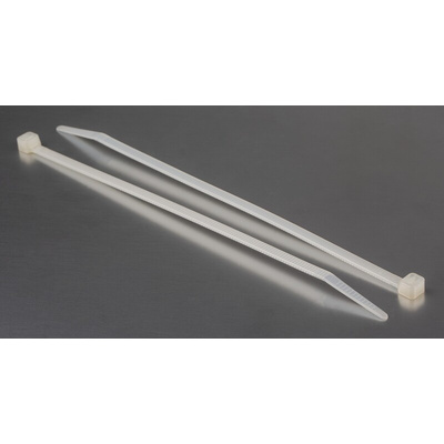 RS PRO Cable Tie, 190mm x 4.8 mm, Natural Nylon, Pk-100