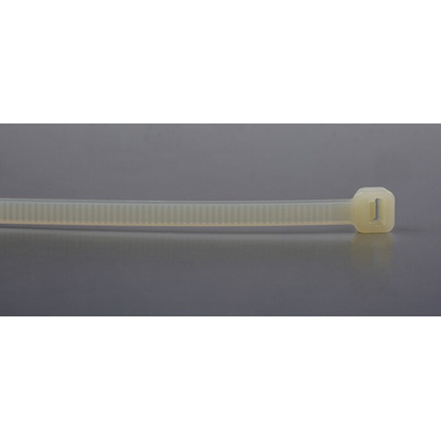 RS PRO Cable Tie, 368mm x 4.8 mm, Natural Nylon, Pk-100