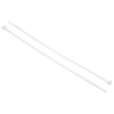 RS PRO Cable Tie, 380mm x 7.6 mm, Natural Nylon, Pk-100