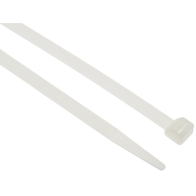 RS PRO Cable Tie, 380mm x 7.6 mm, Natural Nylon, Pk-100