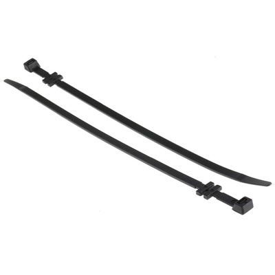 RS PRO Cable Tie, Cable Tray, 320mm x 7.6 mm, Black Nylon, Pk-100