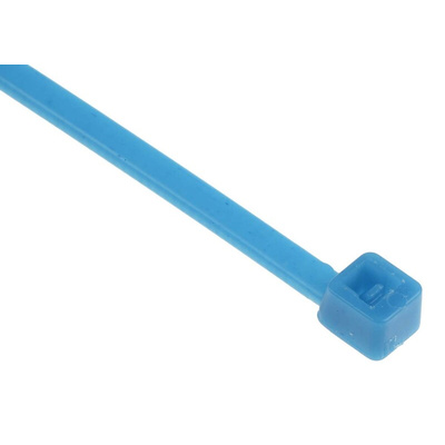 RS PRO Cable Tie, 100mm x 2.5 mm, Blue Nylon, Pk-100