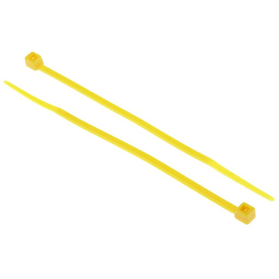 RS PRO Cable Tie, 100mm x 2.5 mm, Yellow Nylon, Pk-100