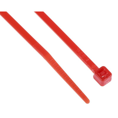 RS PRO Cable Tie, 165mm x 2.5 mm, Red Nylon, Pk-100