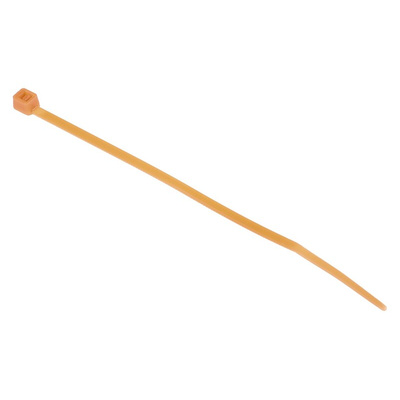 RS PRO Cable Tie, 100mm x 2.5 mm, Orange Nylon, Pk-100