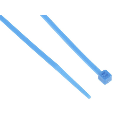 RS PRO Cable Tie, 165mm x 2.5 mm, Blue Nylon, Pk-100