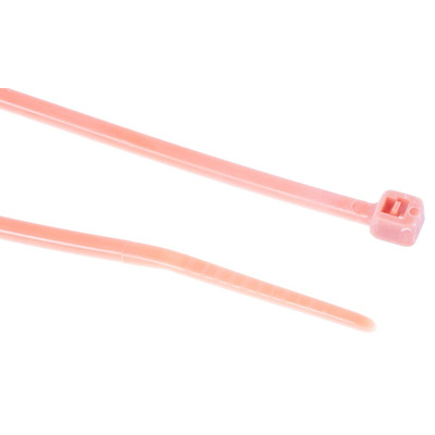 RS PRO Cable Tie, 165mm x 2.5 mm, Orange Nylon, Pk-100