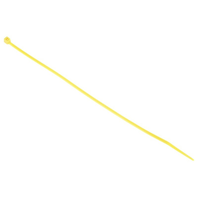 RS PRO Cable Tie, 203mm x 2.5 mm, Yellow Nylon, Pk-100