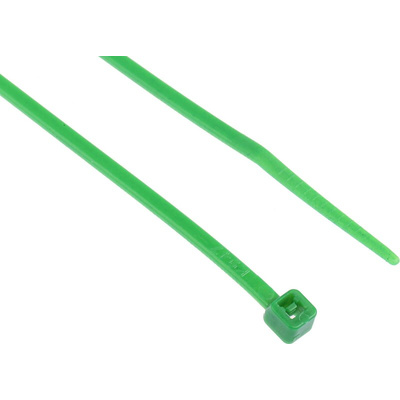 RS PRO Cable Tie, 203mm x 2.5 mm, Green Nylon, Pk-100