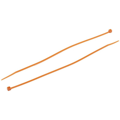 RS PRO Cable Tie, 203mm x 2.5 mm, Orange Nylon, Pk-100