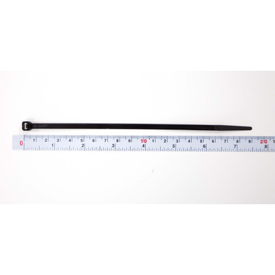RS PRO Cable Tie, 190mm x 4.8 mm, Black Nylon, Pk-100