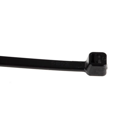 RS PRO Cable Tie, 190mm x 4.8 mm, Black Nylon, Pk-100