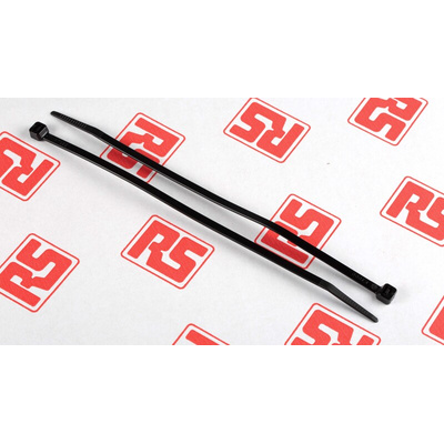 RS PRO Cable Tie, 203mm x 4.6 mm, Black Nylon, Pk-100