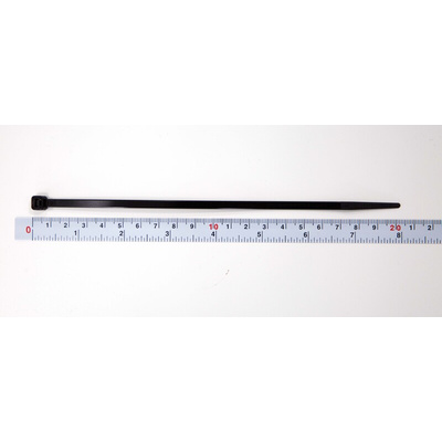 RS PRO Cable Tie, 203mm x 4.6 mm, Black Nylon, Pk-100