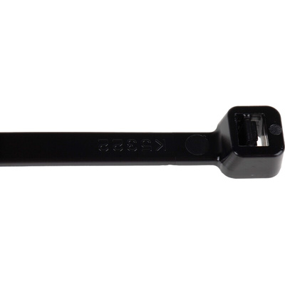RS PRO Cable Tie, 203mm x 4.6 mm, Black Nylon, Pk-100