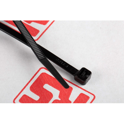 RS PRO Cable Tie, 203mm x 4.6 mm, Black Nylon, Pk-100